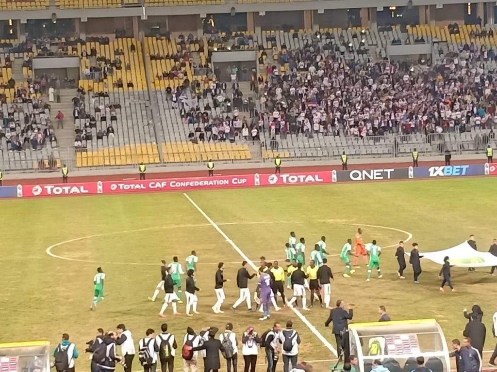 انتهاء الشوط الاول بين نادي الزمالك وجورماهيا الكيني