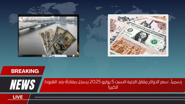 رسمياً.. سعر الدولار مقابل الجنيه السبت 5 يوليو 2025 يسجل مفاجأة بعد الهبوط الكبير!